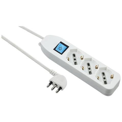 62068 Multipresa tripla polivalente (schuko + 10/16A) con interruttore - cavo 1,5 m bianco - Foto 6