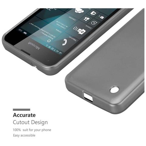 Custodia Compatibile Con Nokia Lumia 550 In Grigio Metallico - Coperchio Protettivo In Silicone Tpu Flessibile - Foto 6