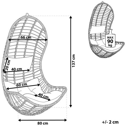 Poltrona Sospesa In Rattan Beige Pineto - Foto 12