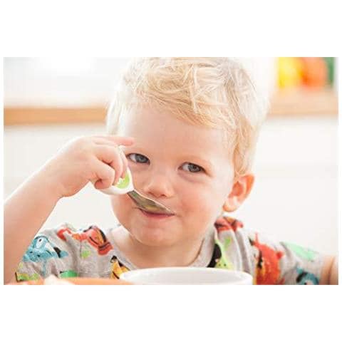 Posate Per Bambini Per I Bambini Neonati Da 1 A 5 Anni 3 Pezzi Coltello Forchetta E Cucchiaio Easy Grip E Dal Design Ergonomico Per Auto-alimentazione (lime Green) - Foto 4