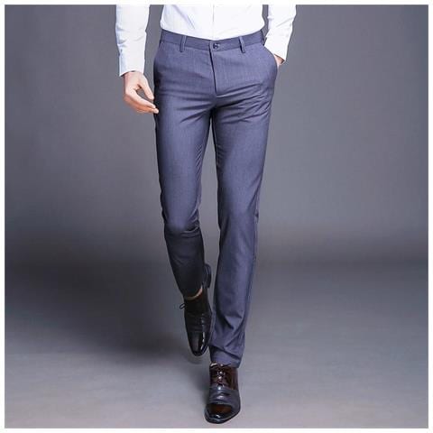 SLOWMOOSE - Pantaloni Da Uomo Dritti Primavera Autunno Pantaloni Da Lavoro  Classici Maschili Lunghi [ grigio / 31] - ePRICE