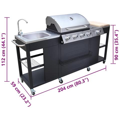 Barbecue da Cucina per Esterni Montana 4 Fornelli - Foto 5