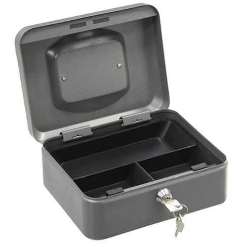 Elegant C9226 Cassetta Di Sicurezza Con Chiave Per Contare E Trasportare Denaro | Cassetta Portavalori In Acciaio Con Vassoio Portamonete | Cassaforte Portatile De 20 Cm Di Larghezza | Grigio - Foto 3
