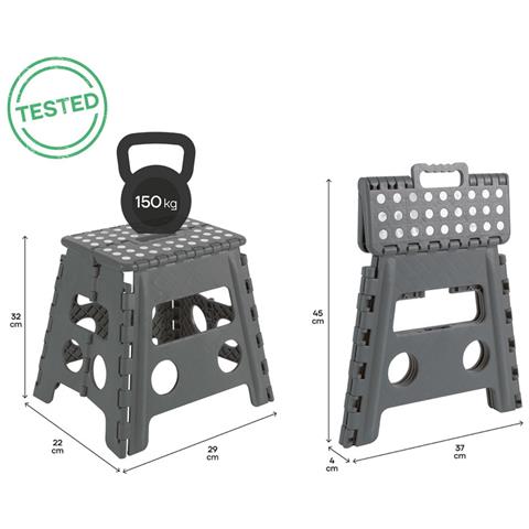 Tb-032-g Sgabello Pieghevole Multiuso, 32 Cm Di Altezza, Grigio - Foto 2