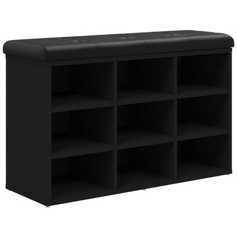 Panca Porta Scarpe Nera 82x32x50 Cm In Legno Multistrato - Foto 2