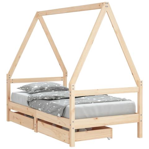 Giroletto per Bambini con Cassetti 80x160cm Legno Massello Pino - Foto 2