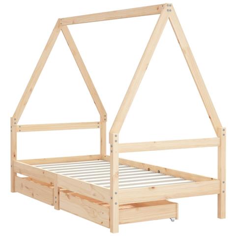 Giroletto per Bambini con Cassetti 80x160cm Legno Massello Pino - Foto 3