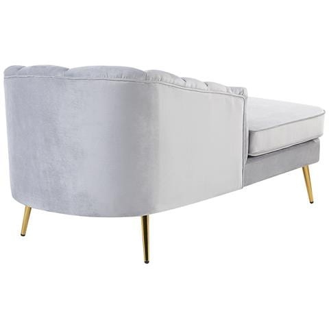 Chaise Longue Versione Destra Allier Velluto Grigio Chiaro - Foto 8