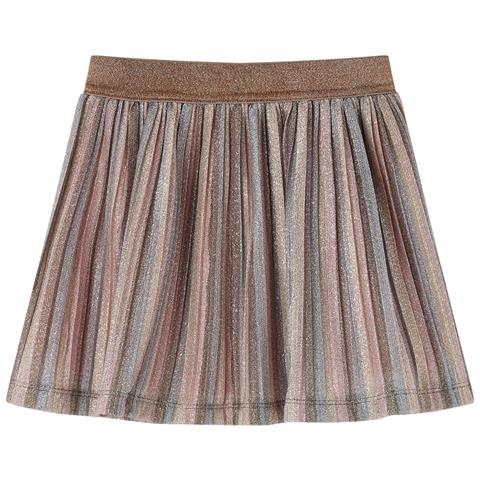 Gonna Plissettata Da Bambina Con Brillantini Marrone E Rosa 140 - Foto 1