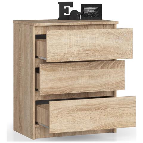 Cassettiera K60, 3 cassetti, 60x40x77 cm, Colore Sonoma Quercia - Foto 2