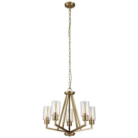 Lampadario Contemporaneo Deryn Acciaio Ottone Naturale 5 Luci E27 - Foto 2