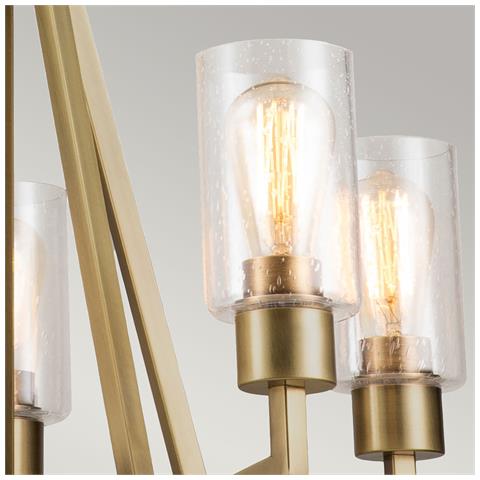 Lampadario Contemporaneo Deryn Acciaio Ottone Naturale 5 Luci E27 - Foto 5