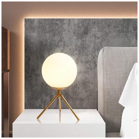 Lampada Da Tavolo 1 Sfera In Vetro Lume Supporto Treppiedi Abat Jour Bronzo D35 - Foto 1
