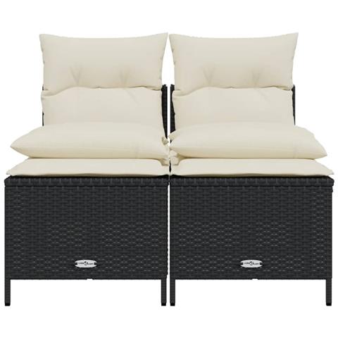Set Divani da Giardino 4 pz con Cuscini Nero in Polyrattan - Foto 2