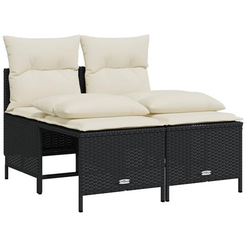 Set Divani da Giardino 4 pz con Cuscini Nero in Polyrattan - Foto 1