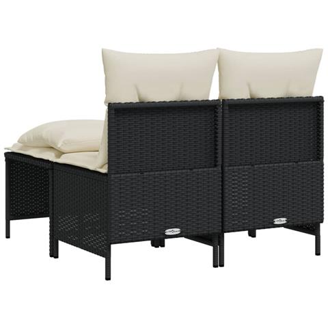Set Divani da Giardino 4 pz con Cuscini Nero in Polyrattan - Foto 8