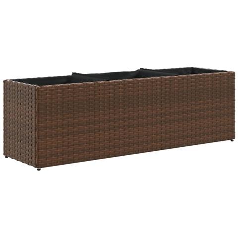 Fioriera Da Giardino Con 3 Vasi Marrone 105x30x32 Cm Polyrattan - Foto 2