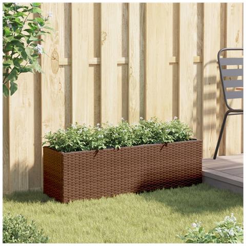Fioriera Da Giardino Con 3 Vasi Marrone 105x30x32 Cm Polyrattan - Foto 3
