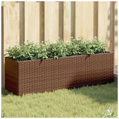 Fioriera Da Giardino Con 3 Vasi Marrone 105x30x32 Cm Polyrattan - Foto 1