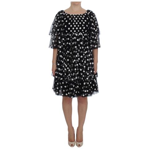 Abito Arricciato A Pois Bianco Nero - It40-s - Foto 1