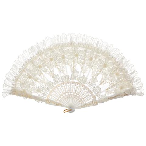 Ventaglio Da Danza In Pizzo Bianco Elegante, Accessorio Fotografico E Decorazione Per La Casa Modello 1 - Foto 1
