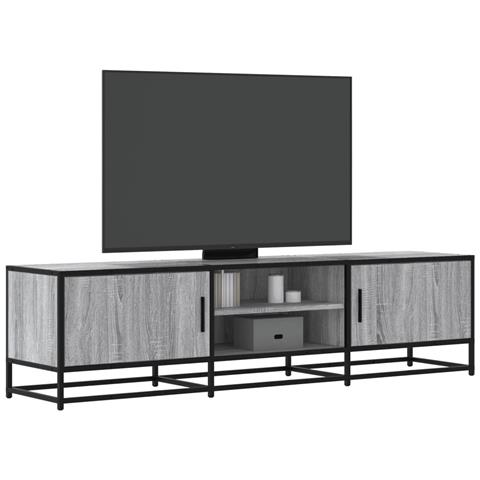 Mobile Tv Grigio Sonoma 160x35x41cm Legno Multistrato E Metallo - Foto 1