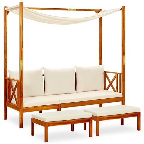 Lusso Casadino - Panca Giardino Con Baldacchino E Poggiapiedi Massello Di Acacia - Foto 2