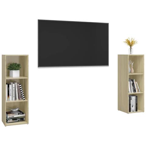 Mobili Tv 2 Pz Rovere Sonoma 107x35x37 Cm In Legno Multistrato - Foto 2