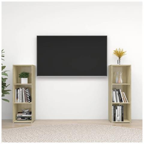 Mobili Tv 2 Pz Rovere Sonoma 107x35x37 Cm In Legno Multistrato - Foto 8