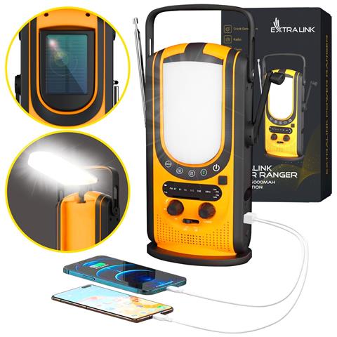 Powerbank Power Ranger EPS-6000 6000 mAh, radio FM, luce LED, manovella, pannello solare - Foto 1