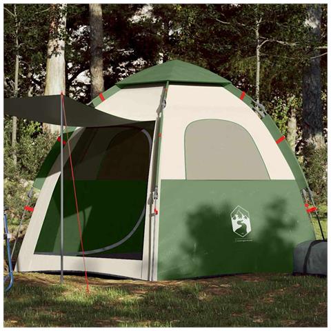 Tenda da Campeggio Cabina 4 Persone Verde a Rilascio Rapido - Foto 1