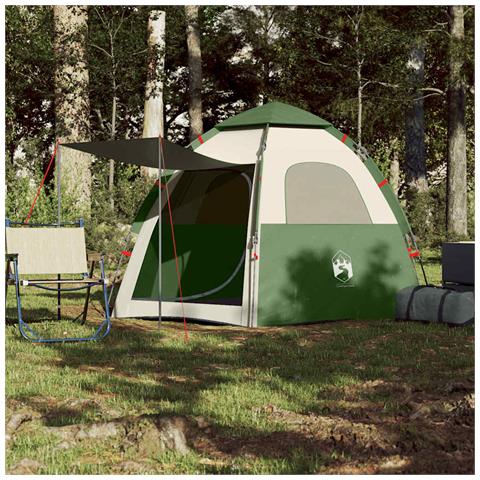 Tenda da Campeggio Cabina 4 Persone Verde a Rilascio Rapido - Foto 2