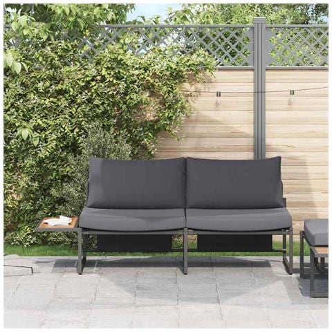 Divano da giardino a 2 posti con cuscini antracite - Foto 2