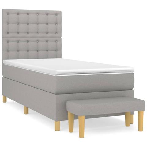 Giroletto a Molle con Materasso Grigio Chiaro 90x190 cm Tessuto - Foto 1