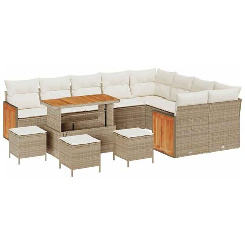 Set Divano da Giardino 13 pcs Beige e Crema 110 x 55 x 71 cm - Foto 1