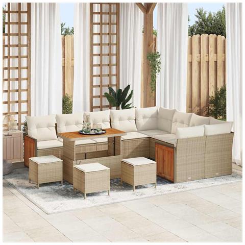 Set Divano da Giardino 13 pcs Beige e Crema 110 x 55 x 71 cm - Foto 2