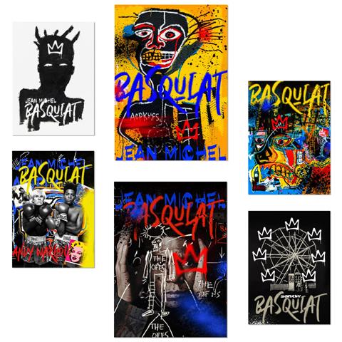 Set Di 6 Stampe Iconici Graffiti Di Basquiat In Stile Pop Art Con Illustrazioni Di Design Per Le Pareti Della Tua Casa, Delle Tue Stanze, Del Tuo Negozio E Della Tua Attività A3 & A4 Senza Cornice - Foto 1
