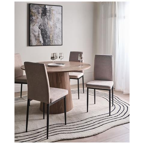 Set Di 4 Sedie Da Pranzo Riner Tessuto Tortora - Foto 1