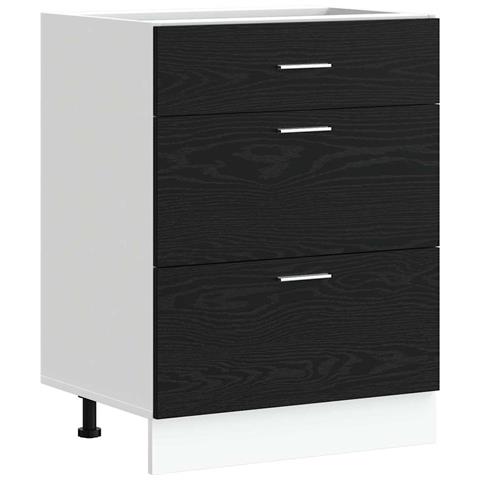 Base per Cucina con cassetto Riga Rovere Nero 60 x 46 x 81,5 cm - Foto 1