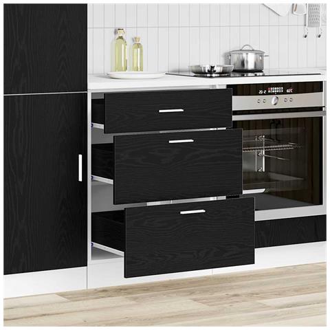 Base per Cucina con cassetto Riga Rovere Nero 60 x 46 x 81,5 cm - Foto 2