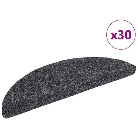 Tappetini per scale autoadesivi 30 pz 56x17x3 cm Grigio scuro semicircolari - Foto 1