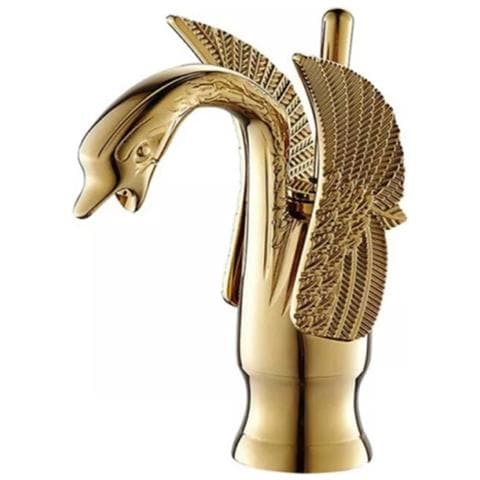Rubinetto per lavabo da bagno, Blackswan, tipo M134, modello Golden Swan, misura 19 cm - Foto 1