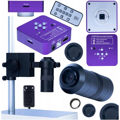 Set Microscopico Puppis Pink Pro 3 In 1 - Fotocamera 51mp Hdmi Usb, Obiettivo 100x, Piattaforma 50mm | Alta Qualità Immagine, Precisione, Stabilità - Foto 1