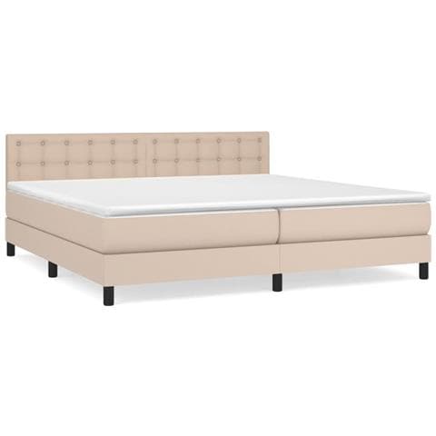 Giroletto a Molle con Materasso Cappuccino 200x200cm Similpelle - Foto 1