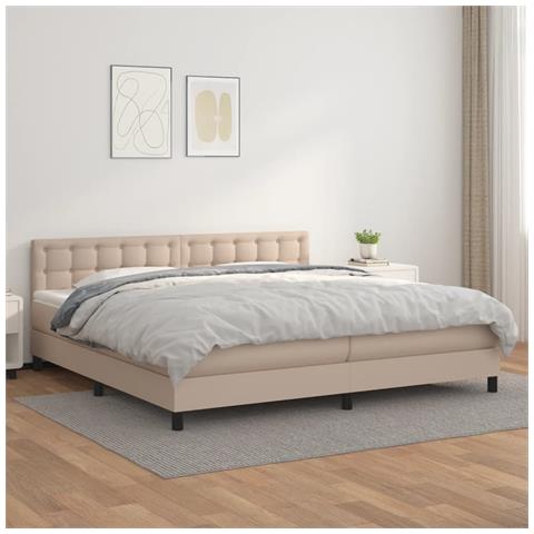 Giroletto a Molle con Materasso Cappuccino 200x200cm Similpelle - Foto 2