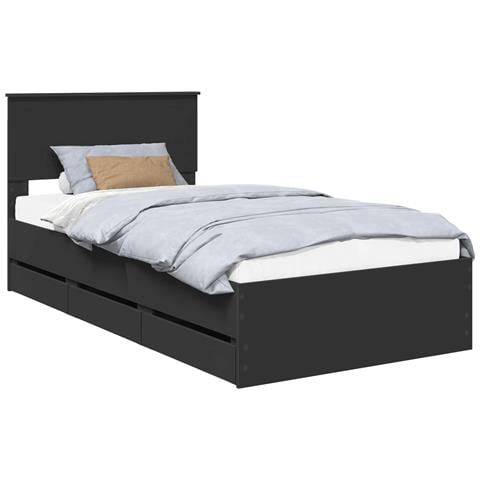 Struttura del letto Nero 100 x 200 cm Legno Ingegnerizzato - Foto 1