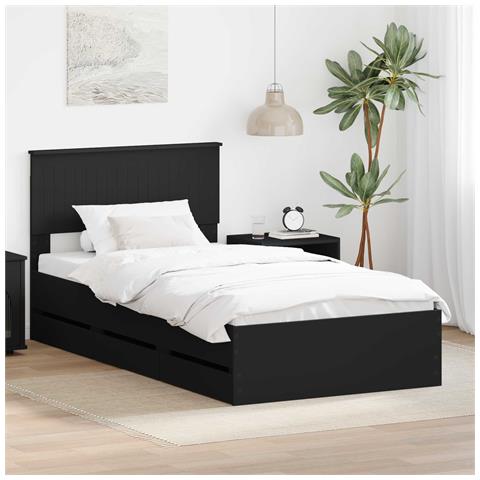 Struttura del letto Nero 100 x 200 cm Legno Ingegnerizzato - Foto 2