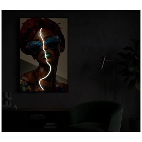 Stampa Con Led Su Tela Afro Ritratto Mosaico Con Applicazione 3d - Foto 8