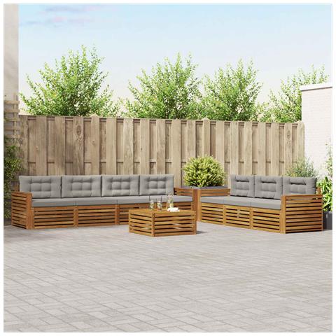 Set di divani da esterno 8 pcs Grigio Naturale e Chiaro - Foto 2