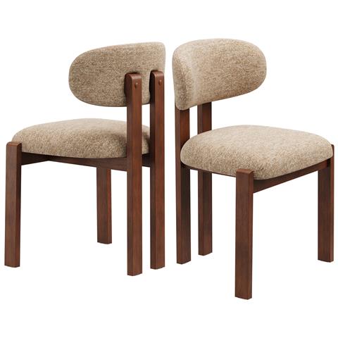 Set Da 2 Sedie Da Pranzo In Ciniglia, Struttura In Legno Massello Marrone, Seduta Confortevole, Stile Nordico, Colore Cammello - Foto 1